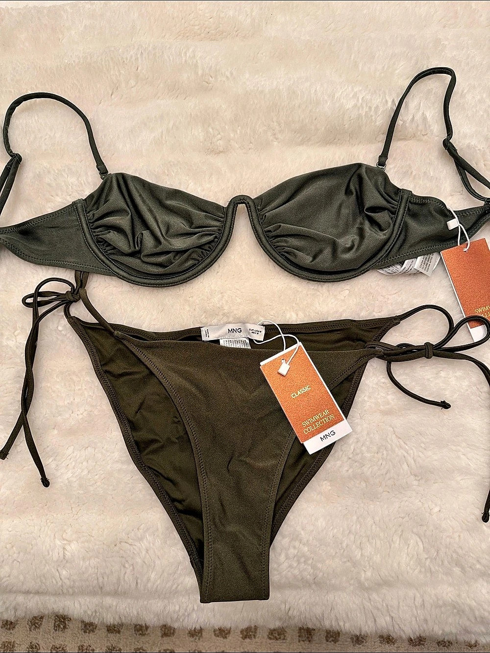 Mango Classic Swimwear Collection Bikini Green Bikini Set Size Medium NWT
